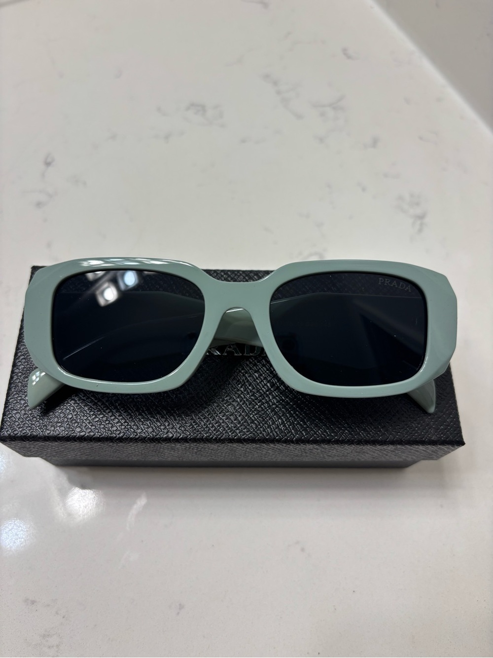 Prada Women’s Chunky Square Sunglasses in Sage Green - Picture 2 of 4